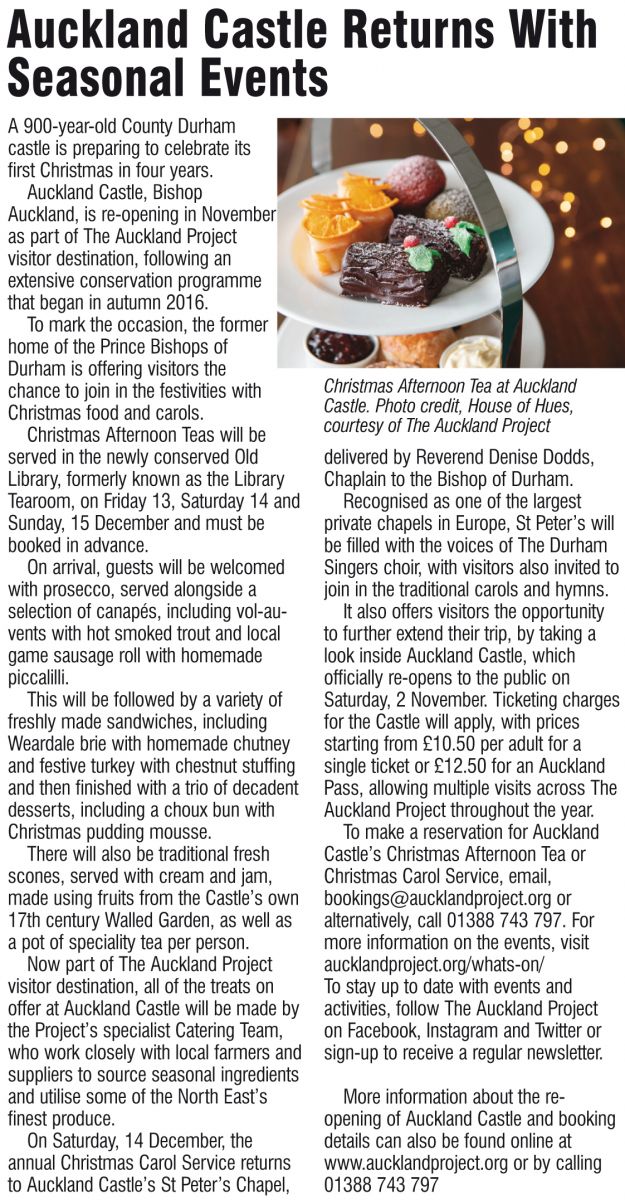 SEASONAL EVENTS AT AUCKLAND CASTLE Primary Times